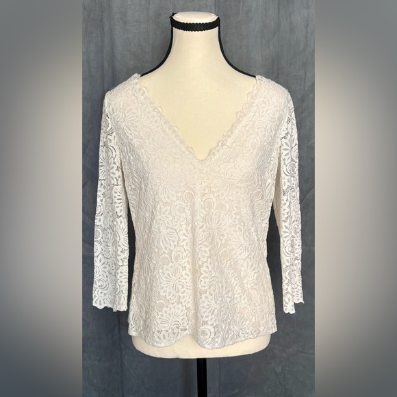 Sezane Dina Lace Blouse White Open Back Tie Top Size 38 - Picture 3 of 8